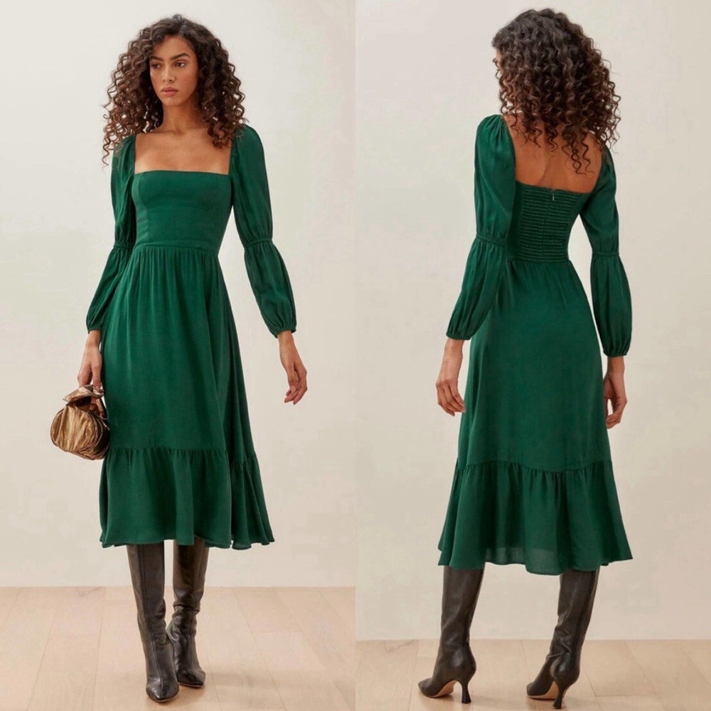 Reformation Dress Green Mica Midi Maxi Cottagecore Fairytale 8 - Picture 3 of 14